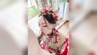 洞房花燭夜 穿婚紗賣力伺候老公 直接內射 2