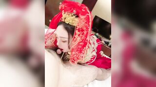 洞房花燭夜 穿婚紗賣力伺候老公 直接內射 5