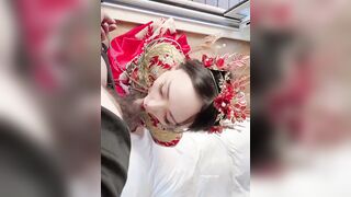 洞房花燭夜 穿婚紗賣力伺候老公 直接內射 2